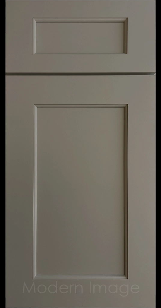 Carlsbad II Shaker kitchen cabinets with distinct line detailing in a Wind matte color.